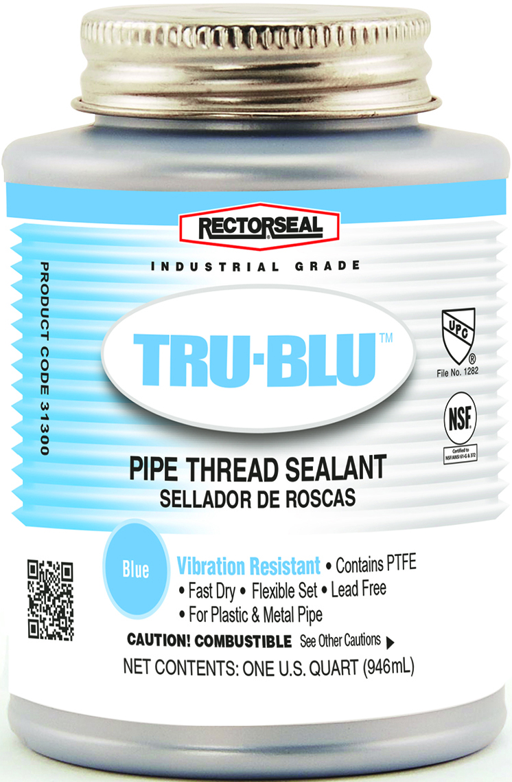 RectorSeal Tru-Blu 31431 Vibration Resistant Pipe Thread Sealant, 1 pt  Brush Top Can, Blue